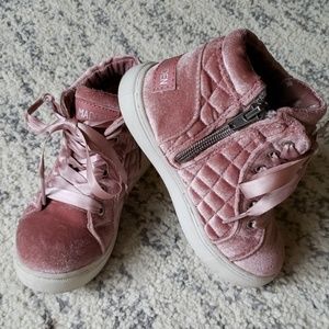 Steve Madden pink velvet lace or zip up boots